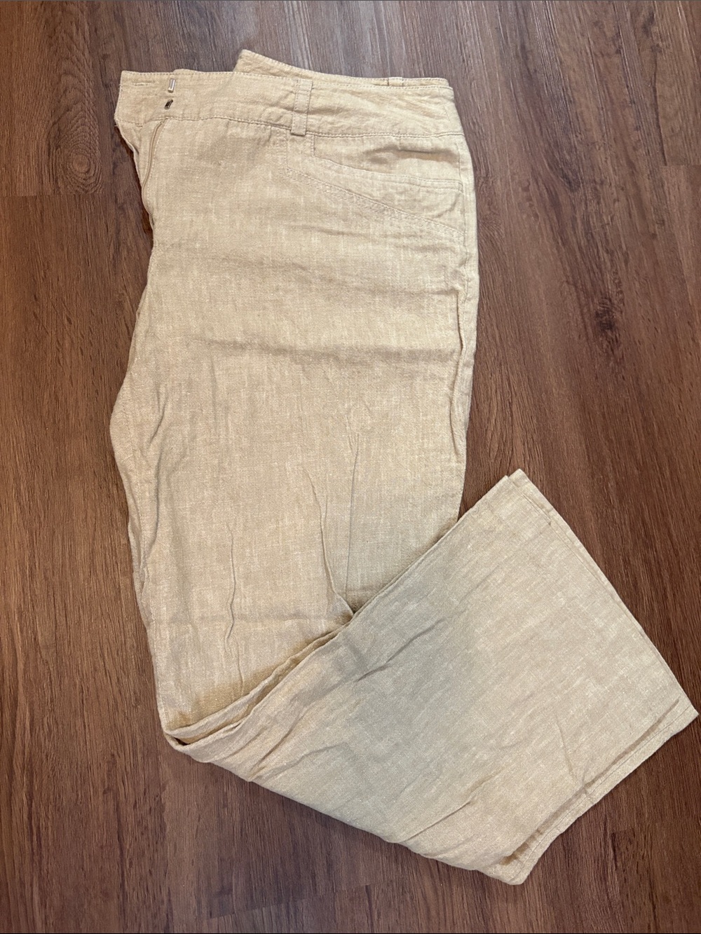 I.N. Studio Beige Wide-Leg Linen Pants